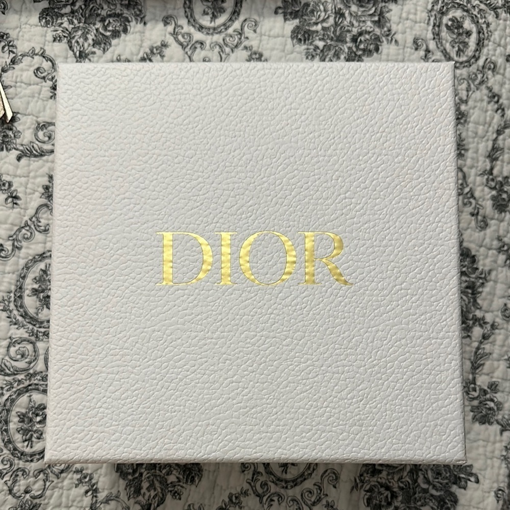 Dior White Textured Box with Gold Lettering; New